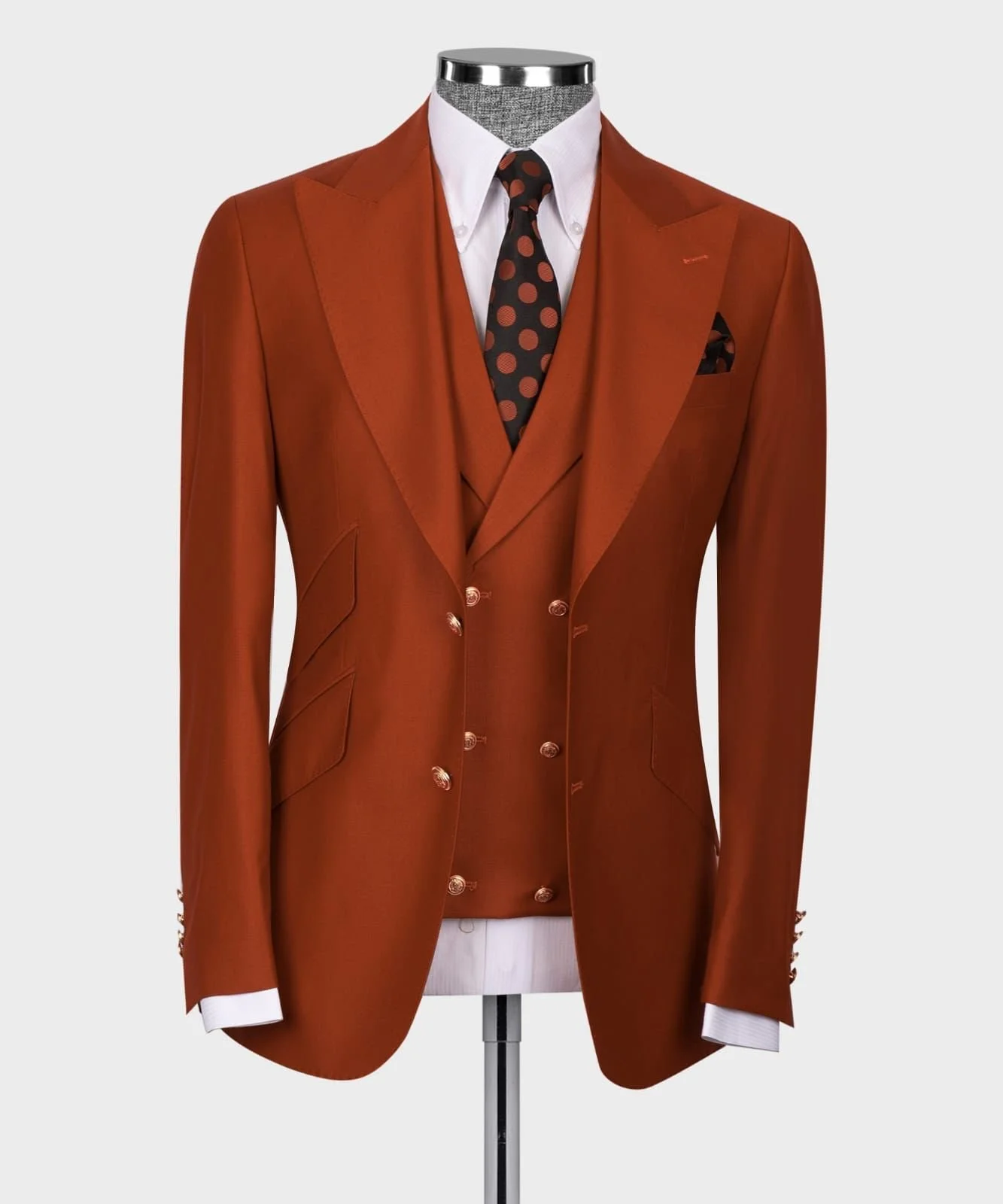 スーツ 20-40s 3Peace Suit K.AKAHANE Brown AM99 Burnt Orange Triple Suit — Honaj Couture